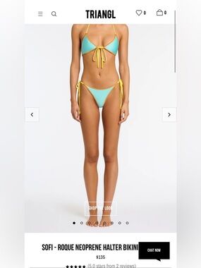 triangl swimwear Sofi Two-Tone Aqua & Yellow Tie-Side Bikini Bottom- neoprene